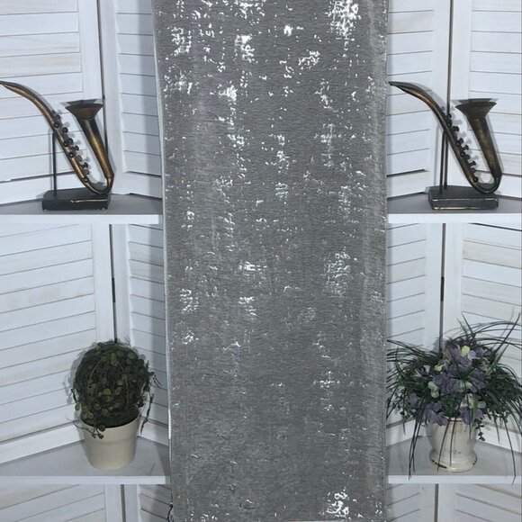 Glitz Shimmering Sequin Table Runner for Home Decor Tassel Accents Silver Gray - Picture 4 of 13